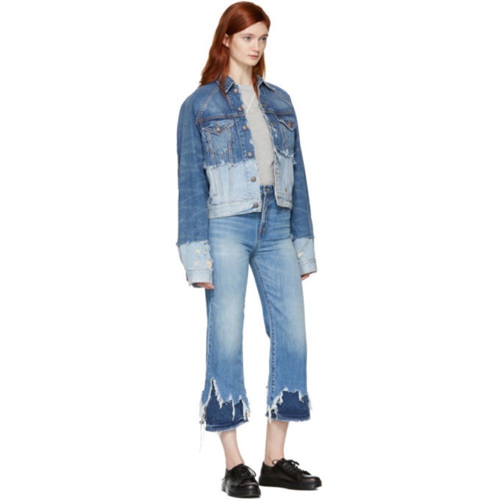 R13 Double Shredded Raglan Trucker Denim Jacket - Picture 4 of 12